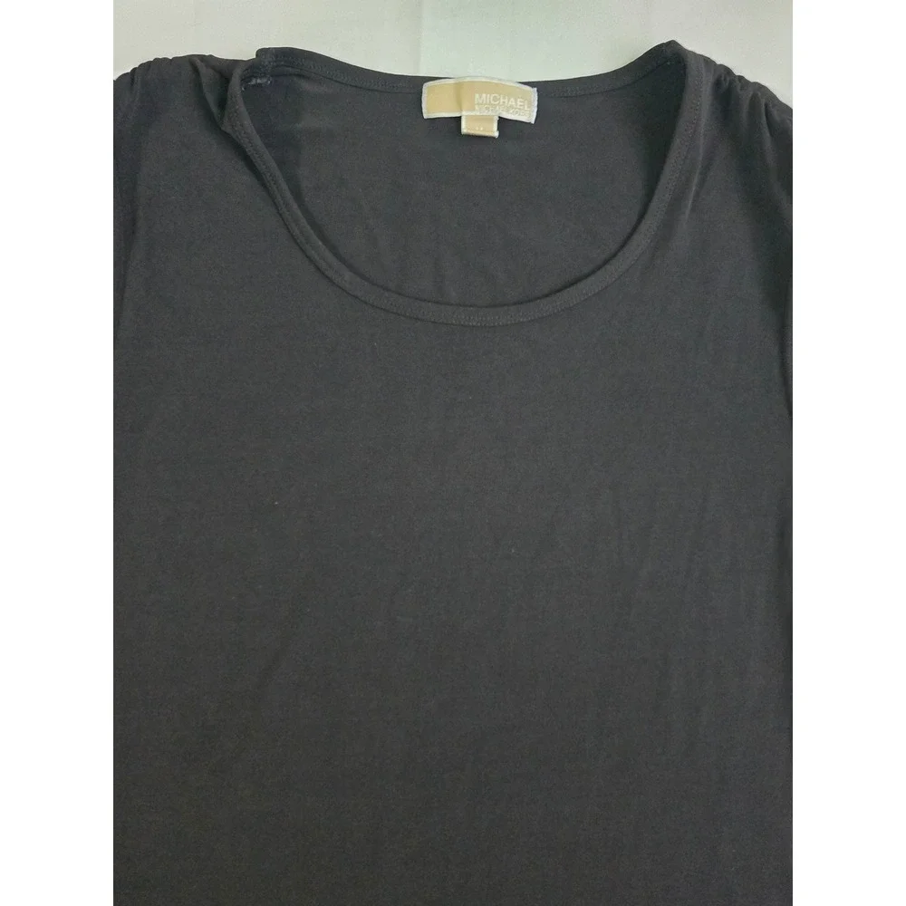 Michael Kors Black Pleated Petal Sleeve Scoop Neck Top Medium RN111818